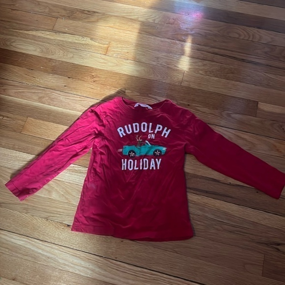 H&M Christmas Rudolph long sleeve red shirt 4-6Y